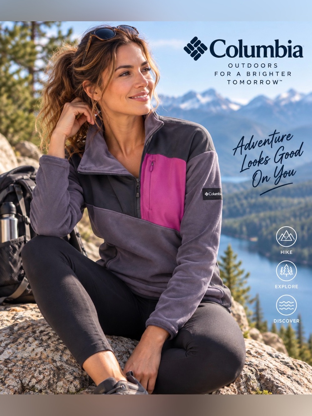 Columbia Lodge Hybrid Pullover Fleece Colorblock Half Zip Women’s XL